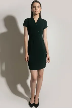 Asymmetric Button Front Pencil Dress